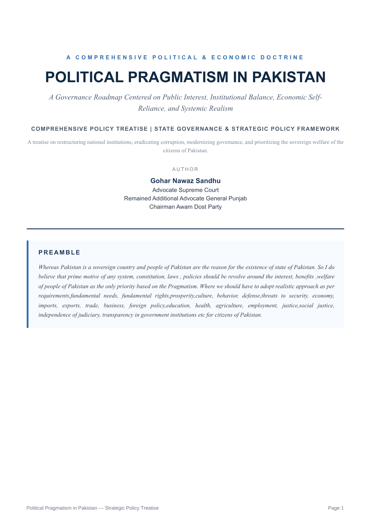 POLITICAL PRAGMATISM IN PAKISTAN, page 1